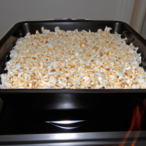 Bake the Deliciousness: Place the Buttered Popcorn into an Oven Preheated to 350 Degrees Fahrenheit for 10 Minutes